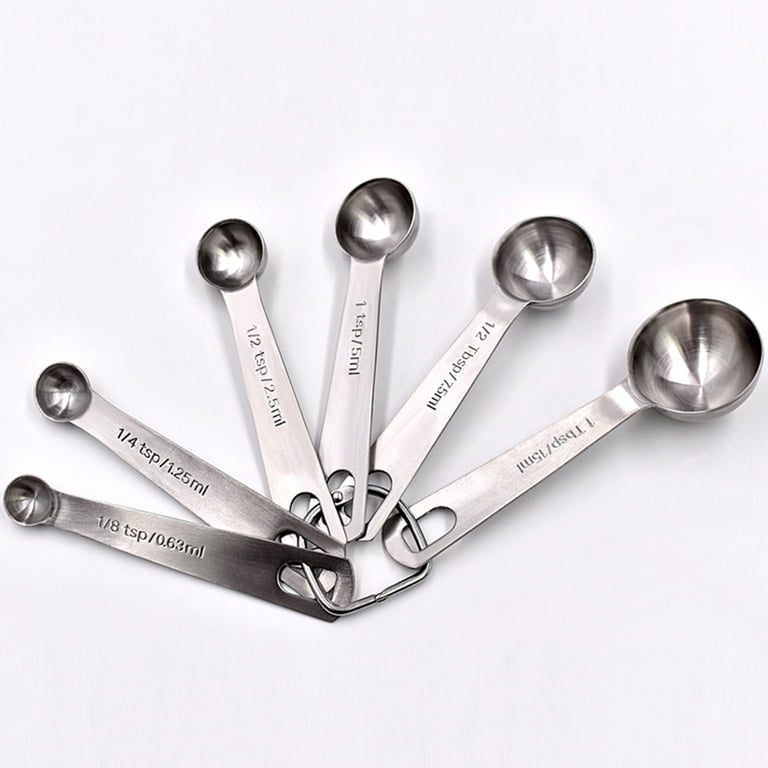 6pcs Measuring Spoons Set Metal Kit Stainless Steel Kitchen Tools Baking NEW 